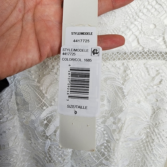 ML Monique Lhuillier Sleeveless Eyelet White Lace Midi Dress Women's Size 0 NWT - Picture 10 of 10